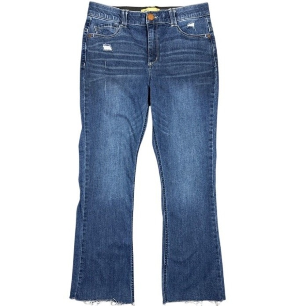 Democracy Ab Technology Blue‎ Distressed Raw Hem Bootcut Jeans Womens 10